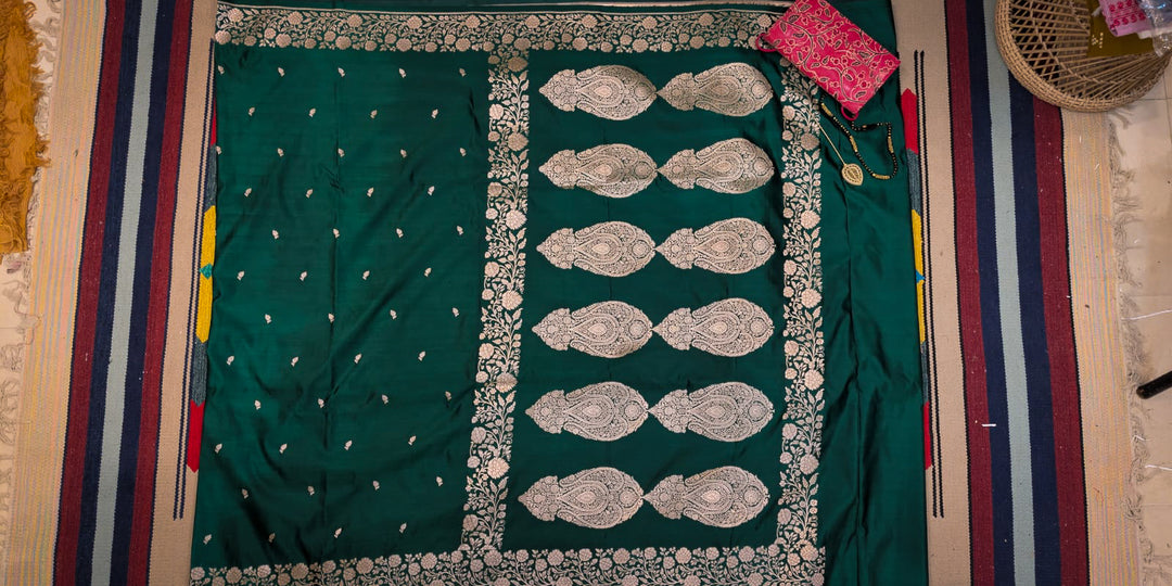 Banarasi Green Boota with Border