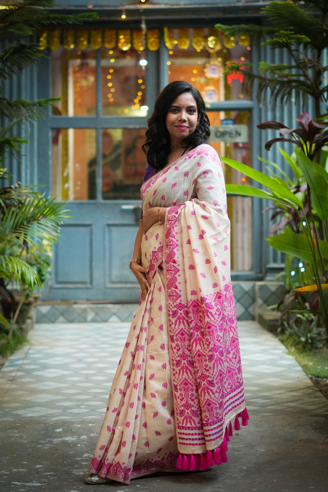 Assam Saree Pink Purple
