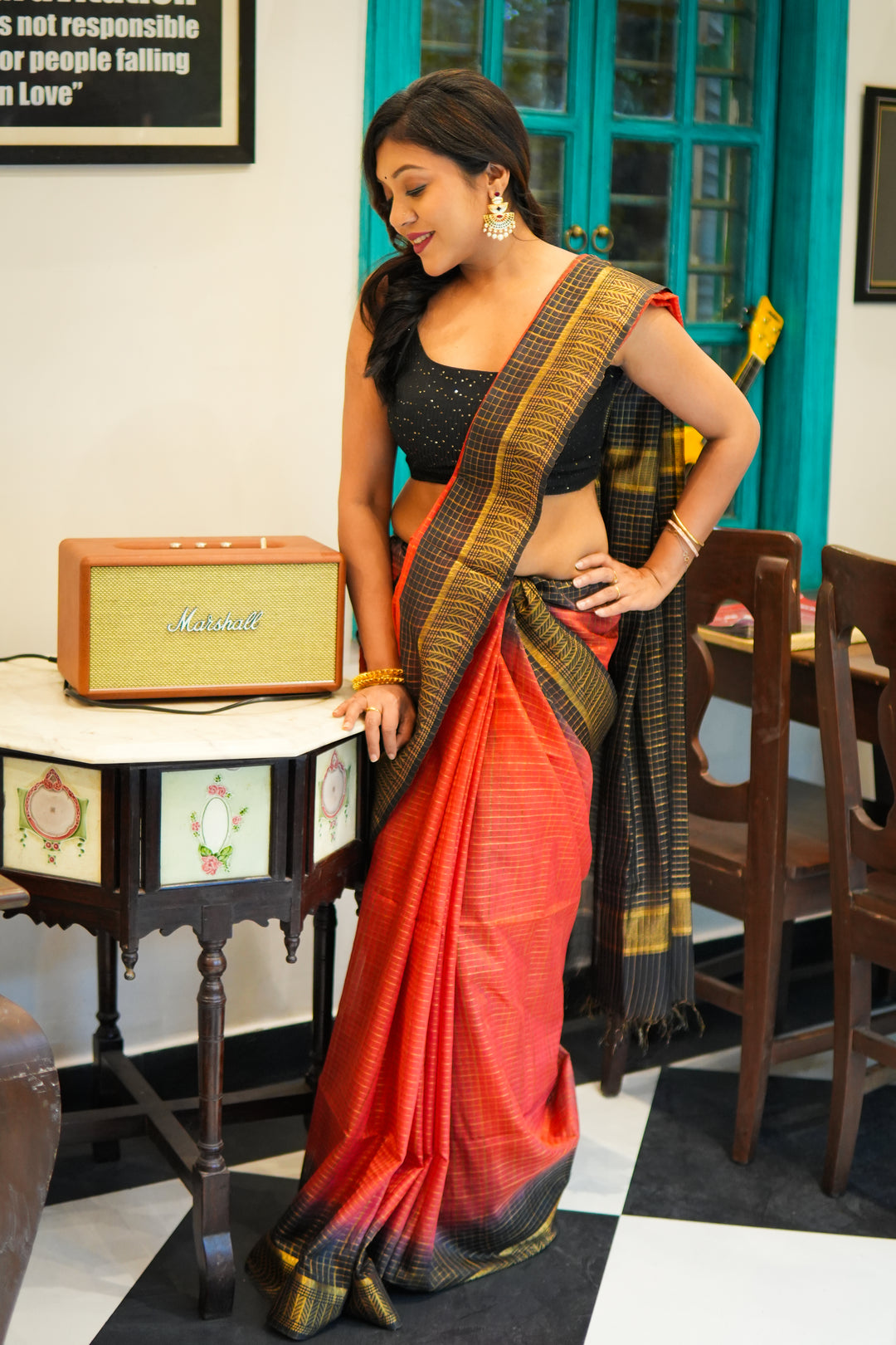 Maheshwari Black Red