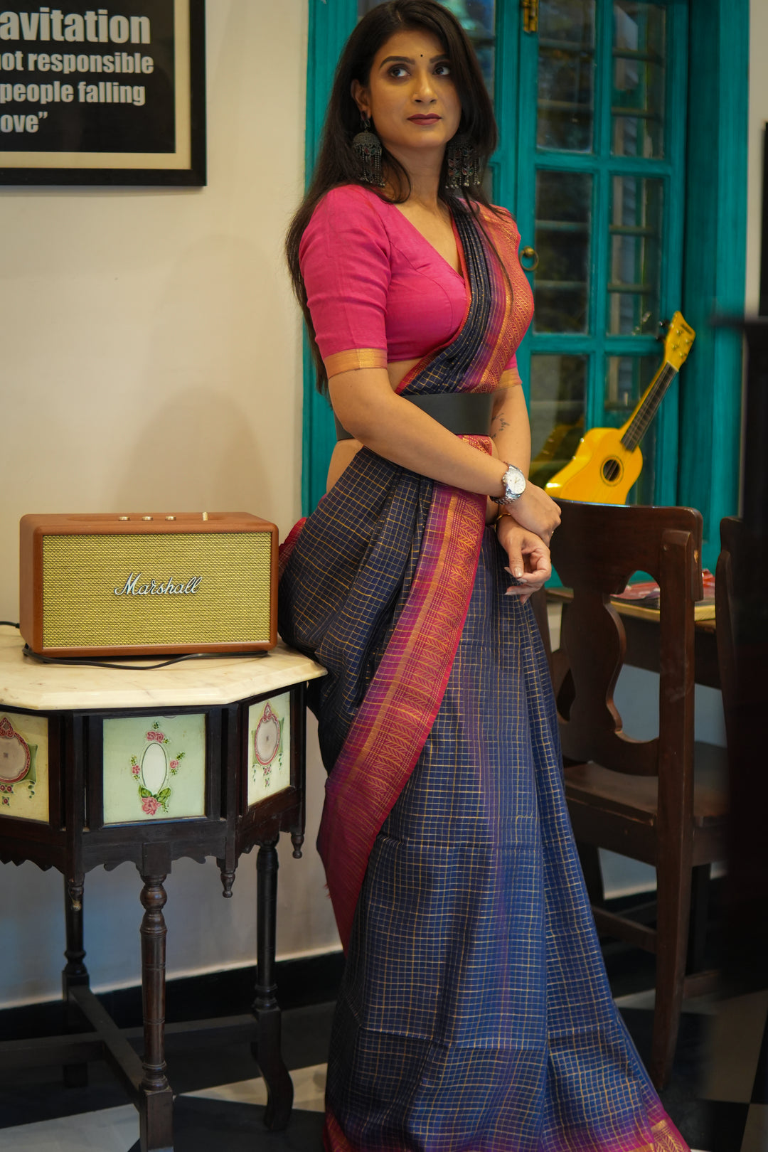 Maheshwari Blue Pink
