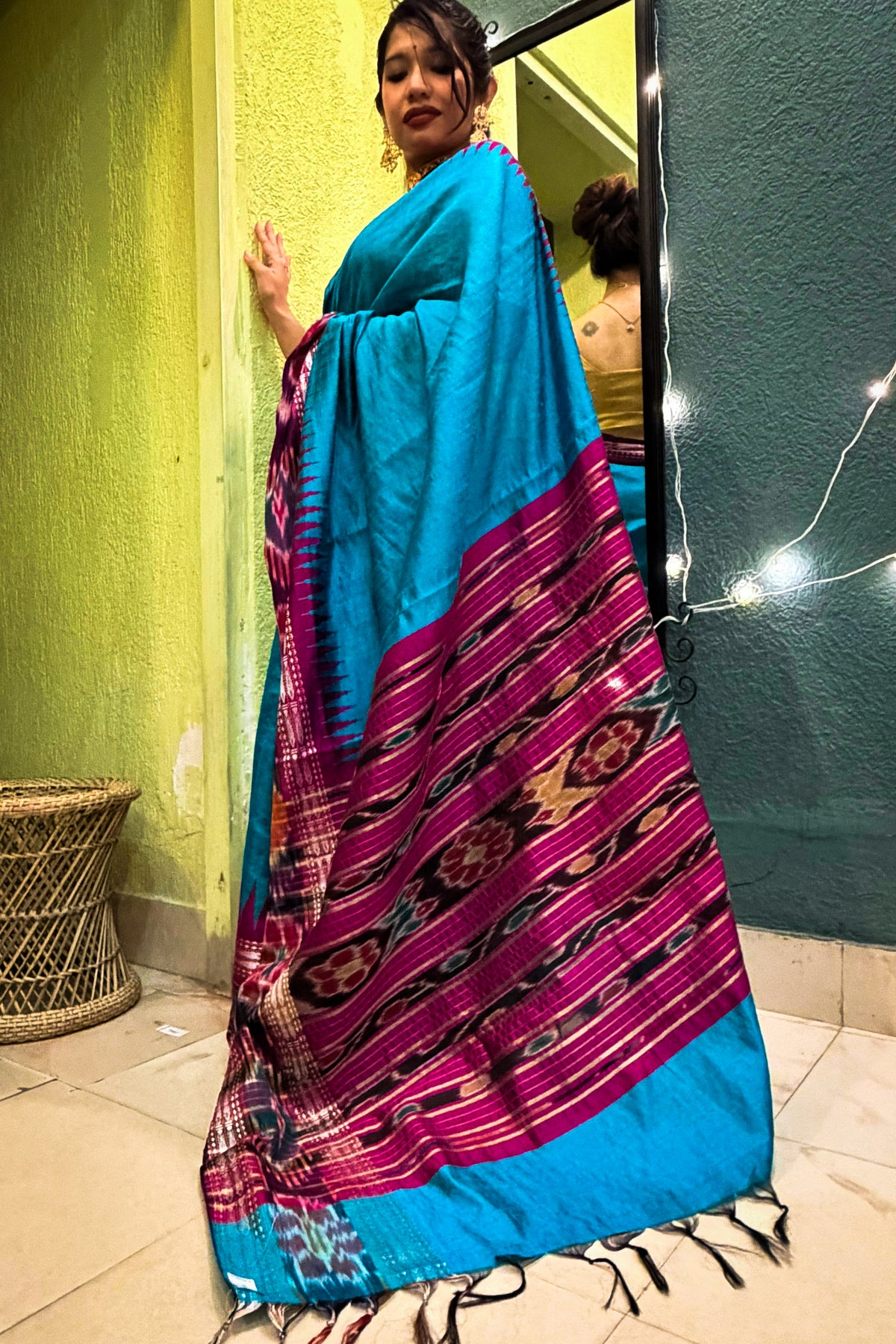 Raw silk blue pink kotki