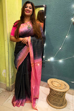 Load image into Gallery viewer, Maheshwari Black Baby Pink
