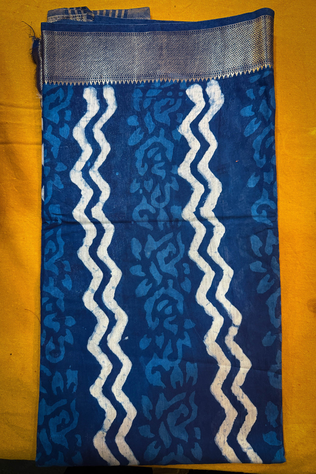 Semi-linen Chanderi Indigo
