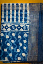Load image into Gallery viewer, Semi-linen Chanderi Indigo Blue
