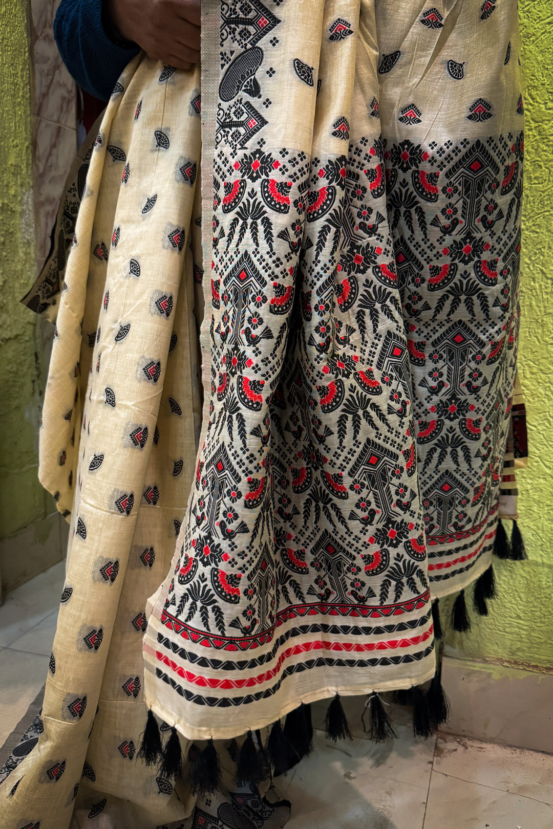 Assam Saree Black Red