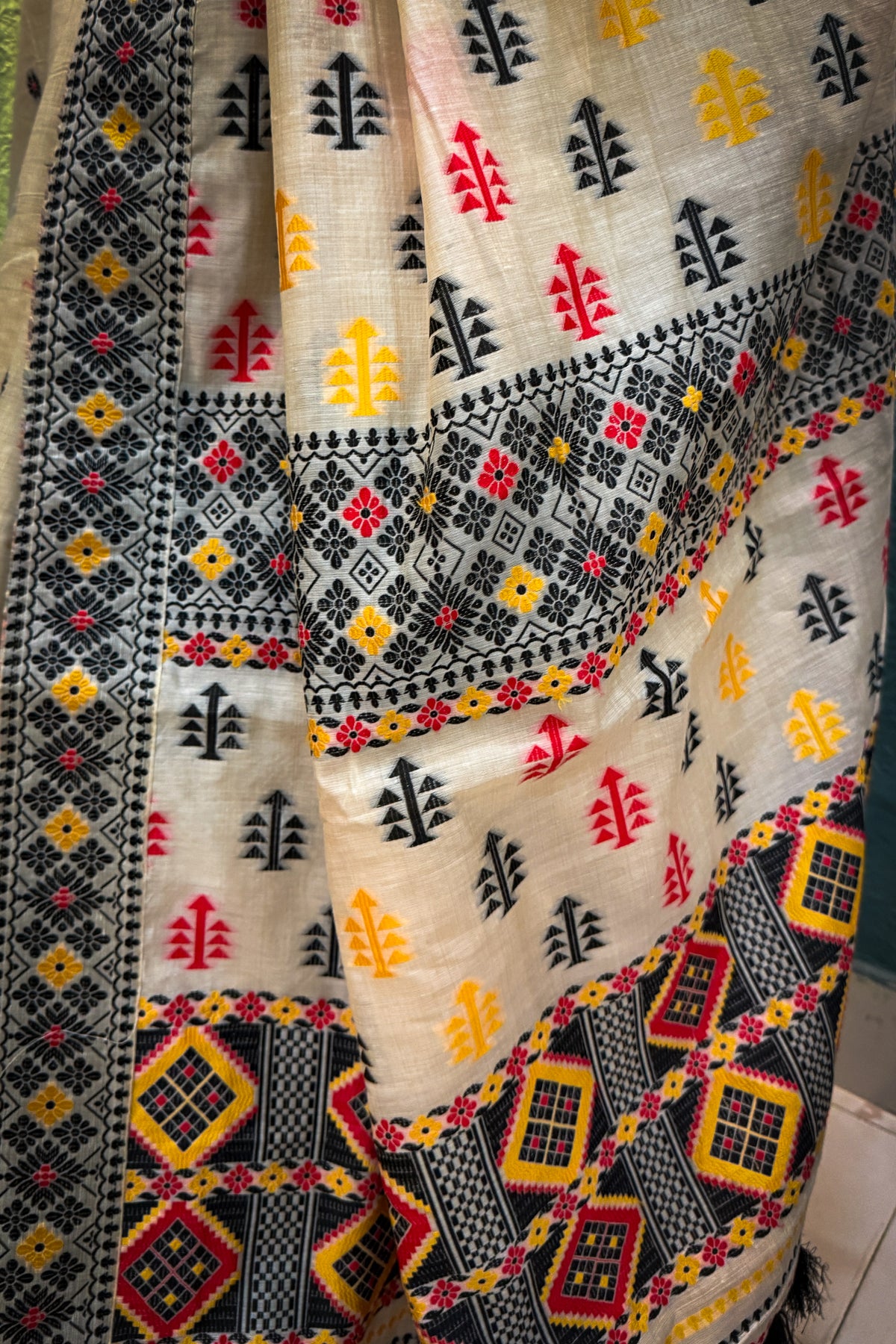 Assam saree black square