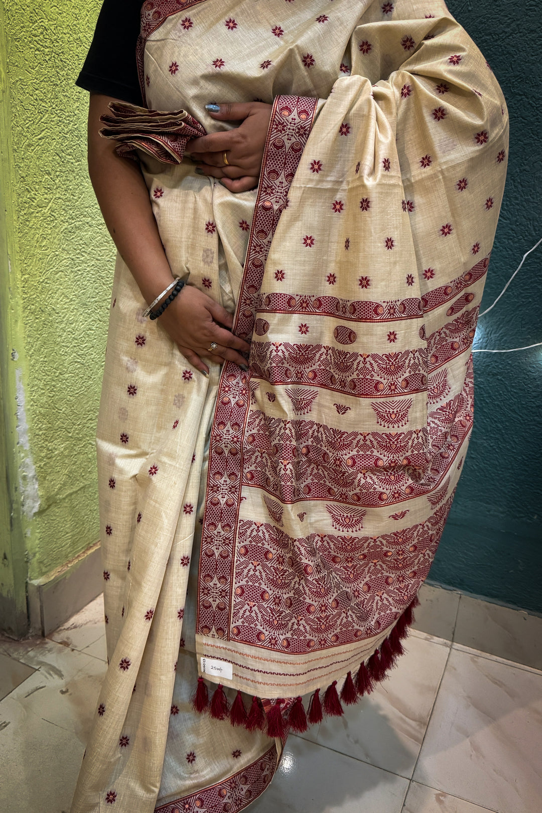 Assam Saree Red Dhol