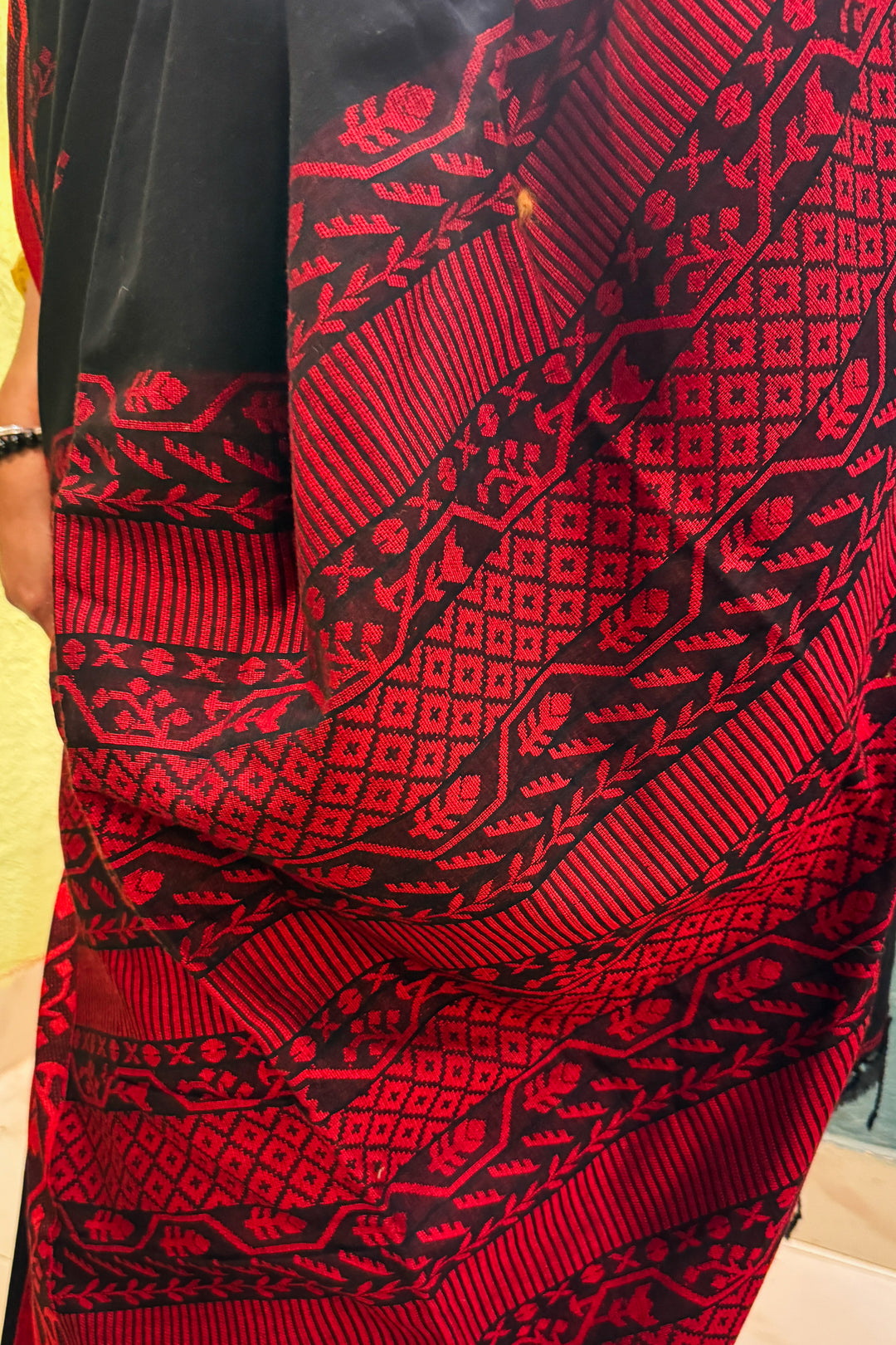 Manipuri Cotton Handloom - Red Black