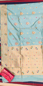 Load image into Gallery viewer, Sea green multicolour silk
