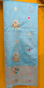 Load image into Gallery viewer, Sea green multicolour silk
