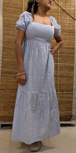 Load image into Gallery viewer, Blue Backless Sundress
