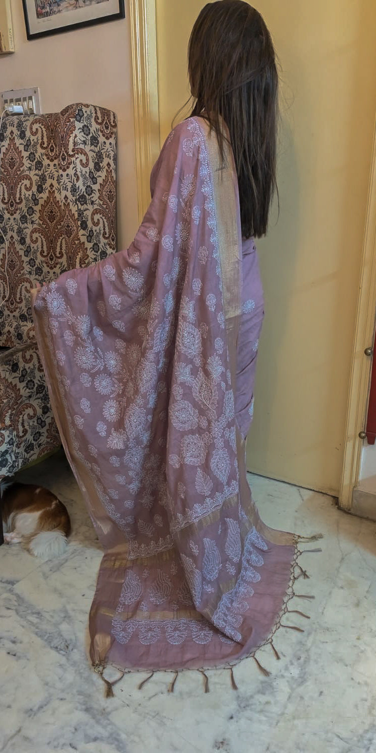 Mauve mul with golden border