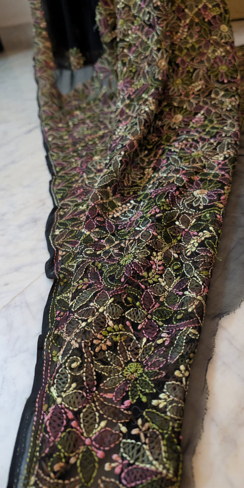 Black georgette with multicolour embroidery