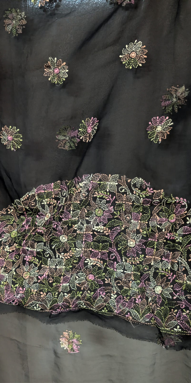 Black georgette with multicolour embroidery