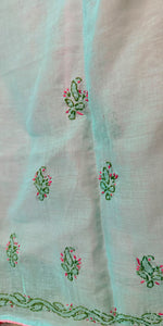 Load image into Gallery viewer, Cotton contrast saree - sea green
