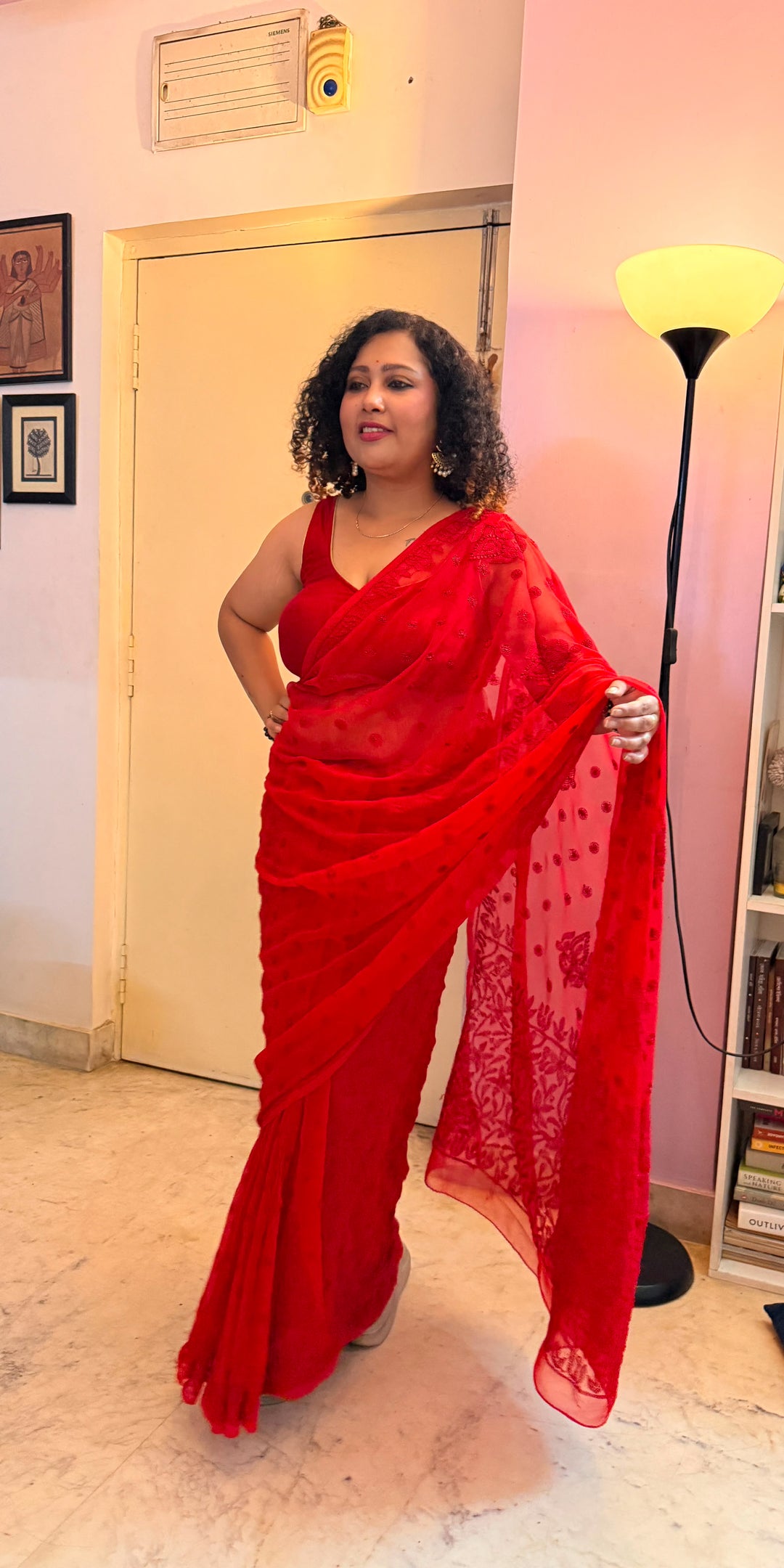 Chiffon Saree - red