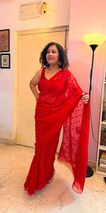 Load image into Gallery viewer, Chiffon Saree - red
