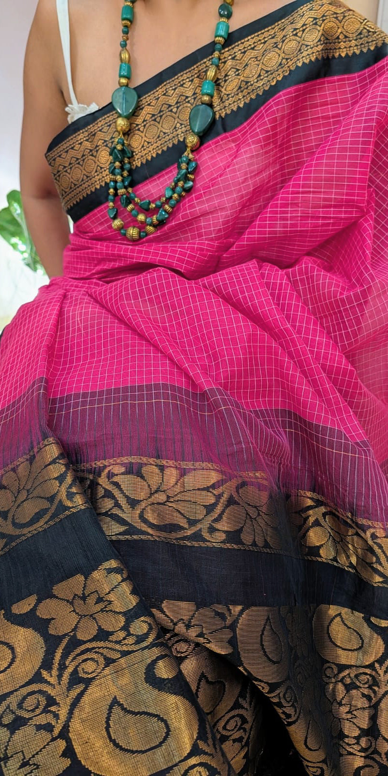 Rani and black cotton gadwal