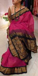 Load image into Gallery viewer, Rani and black cotton gadwal
