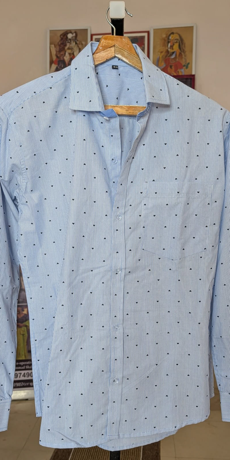 Men's Shirt -Blue Hearts