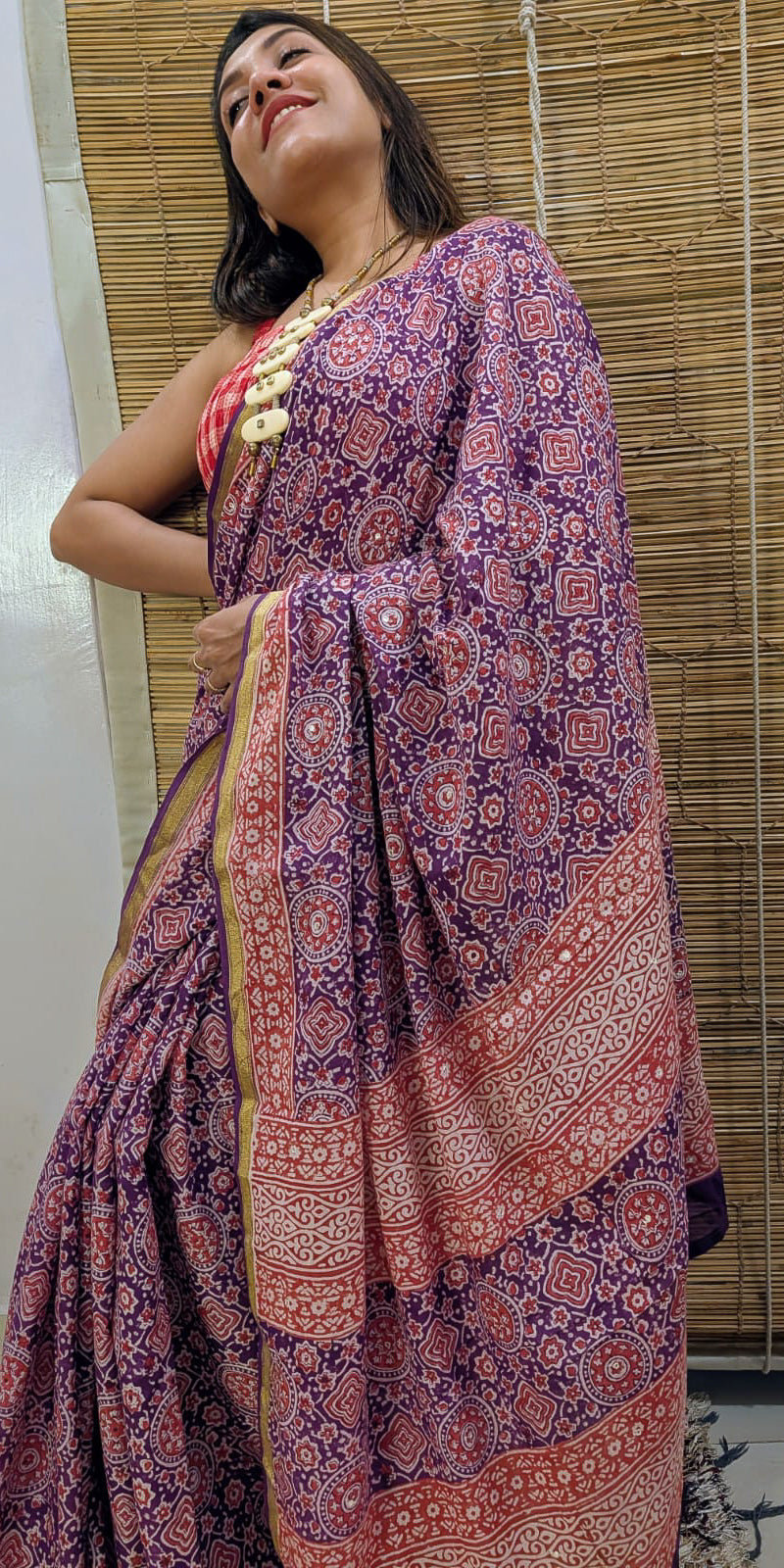 Mul Cotton Mirror Work Pink