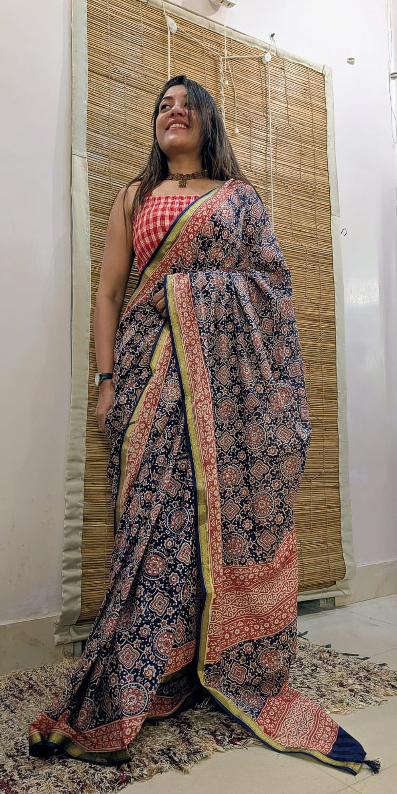 Mul Cotton Mirror Work Blue