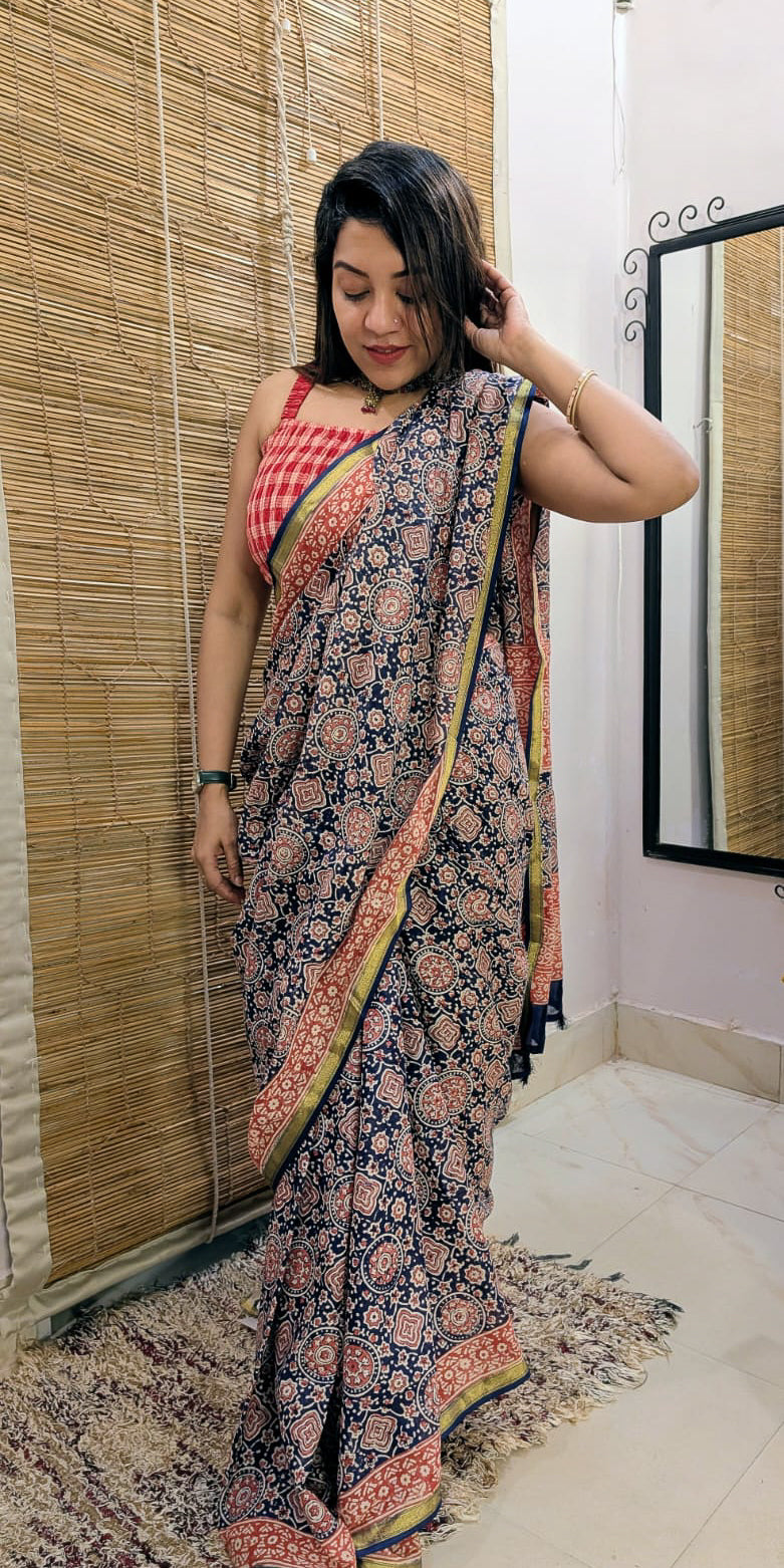 Mul Cotton Mirror Work Blue