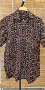 Load image into Gallery viewer, Men's Half Shirt Black Ajrakh
