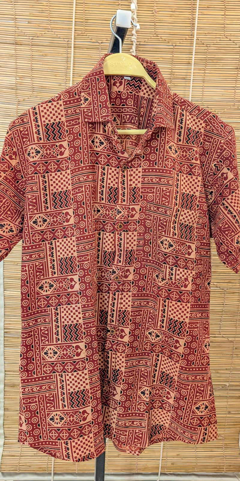 Men's Half Shirt Red Ajrakh