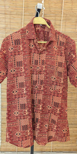 Load image into Gallery viewer, Men's Half Shirt Red Ajrakh

