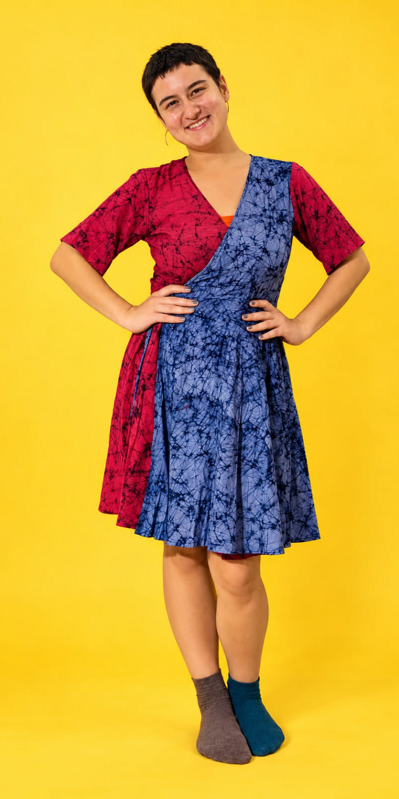 Crack batik wrap dress