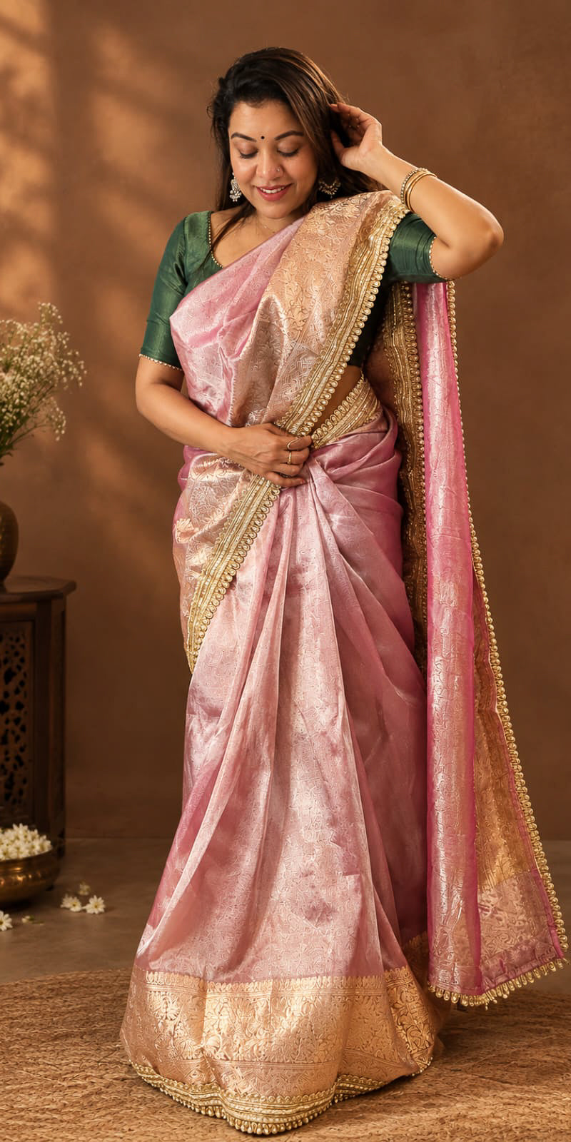 Pink benarasi tissue