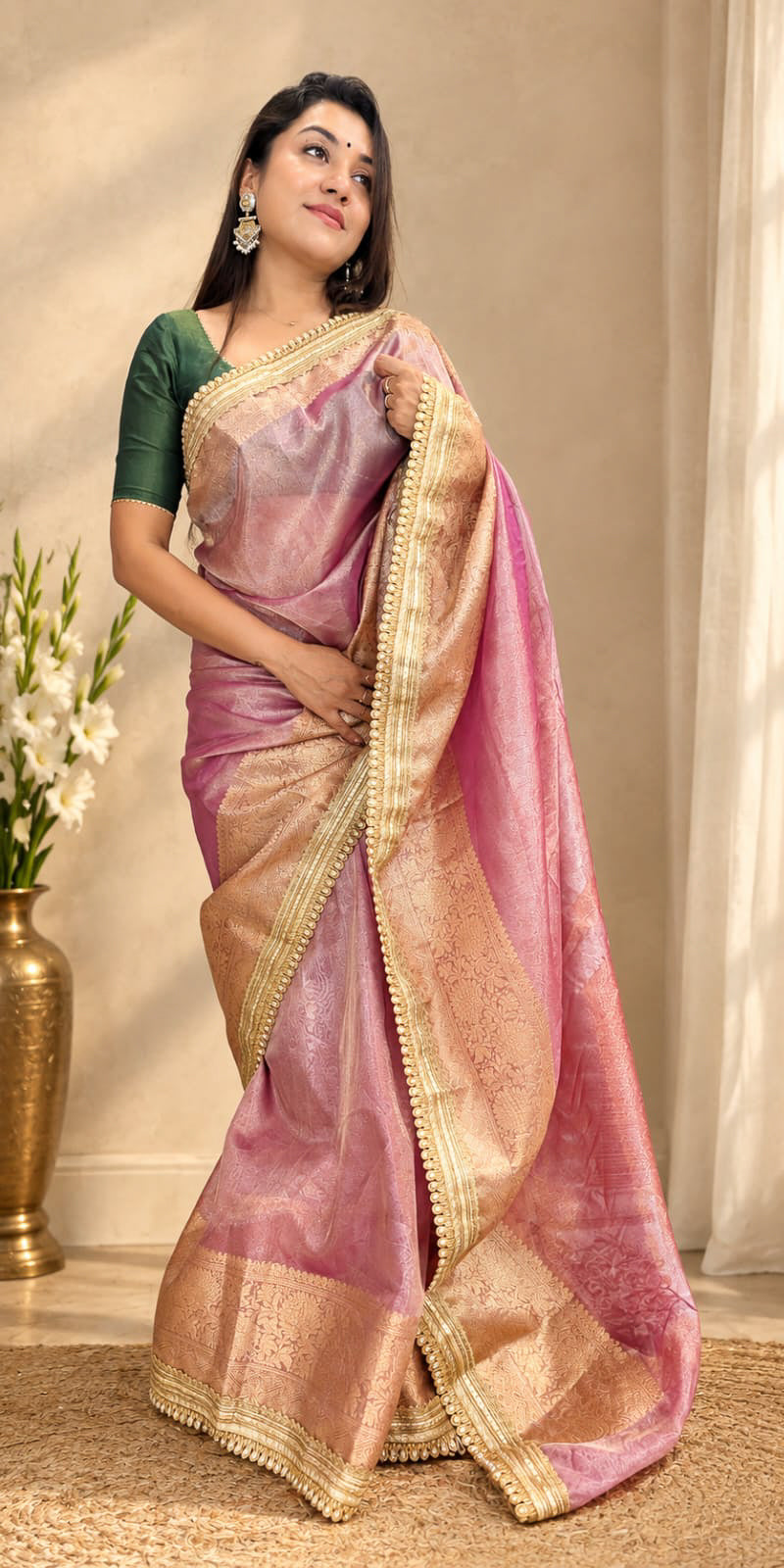 Pink Benarasi Tissue
