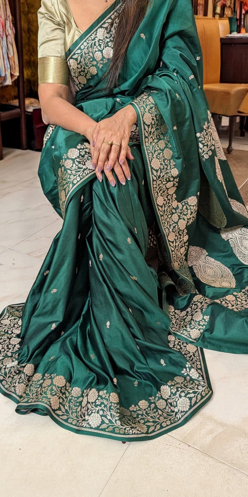 Banarasi Green Boota with Border