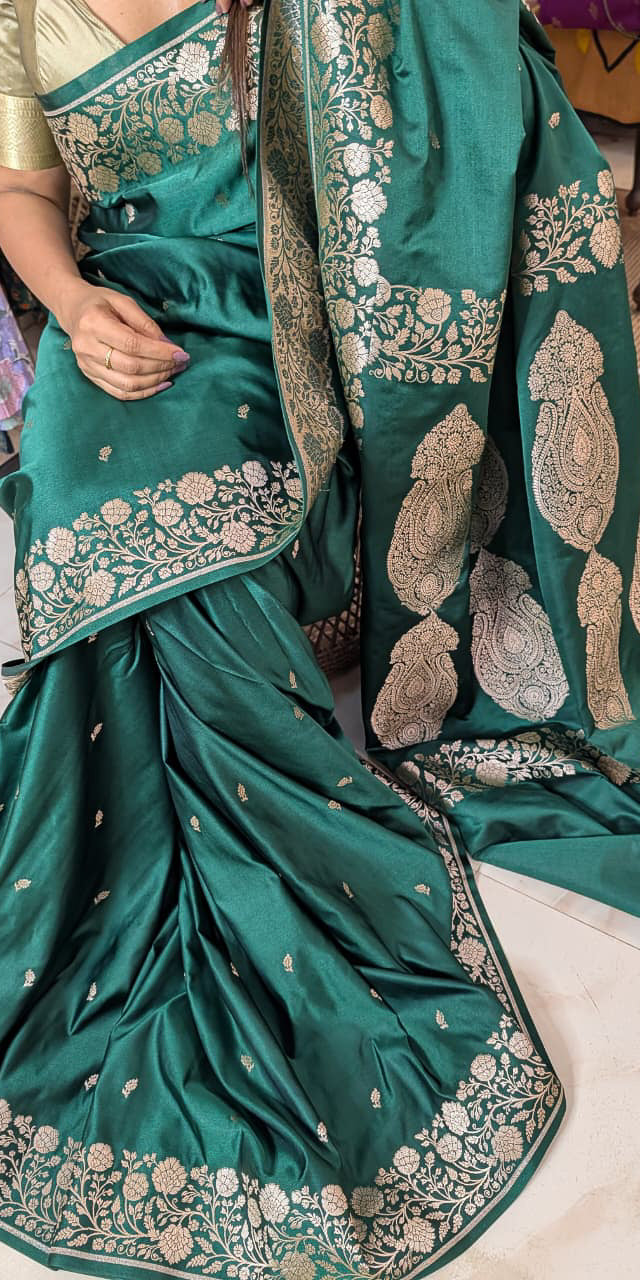 Banarasi Green Boota with Border