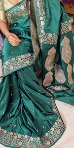 Load image into Gallery viewer, Banarasi Green Boota with Border
