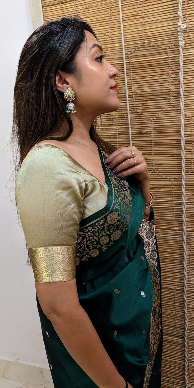 Banarasi Green Boota with Border