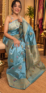 Load image into Gallery viewer, Sea green multicolour silk
