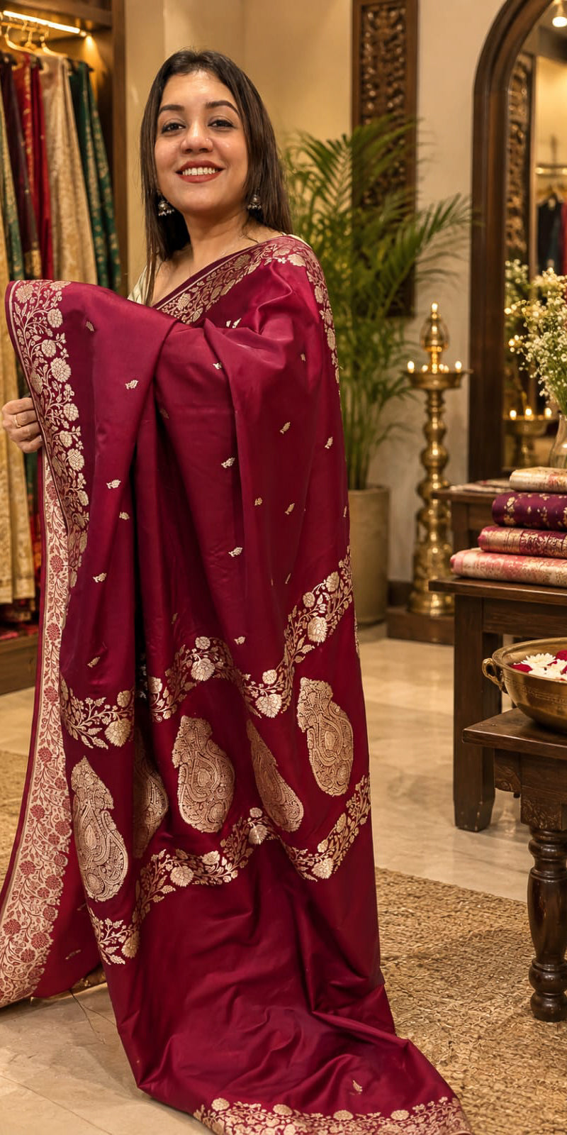 Banarasi Red Boota with Border