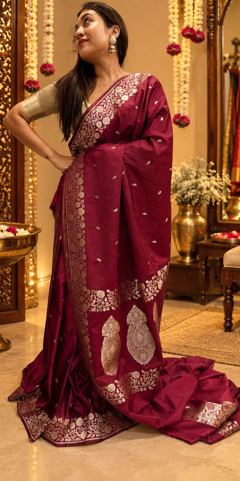 Banarasi Red Boota with Border