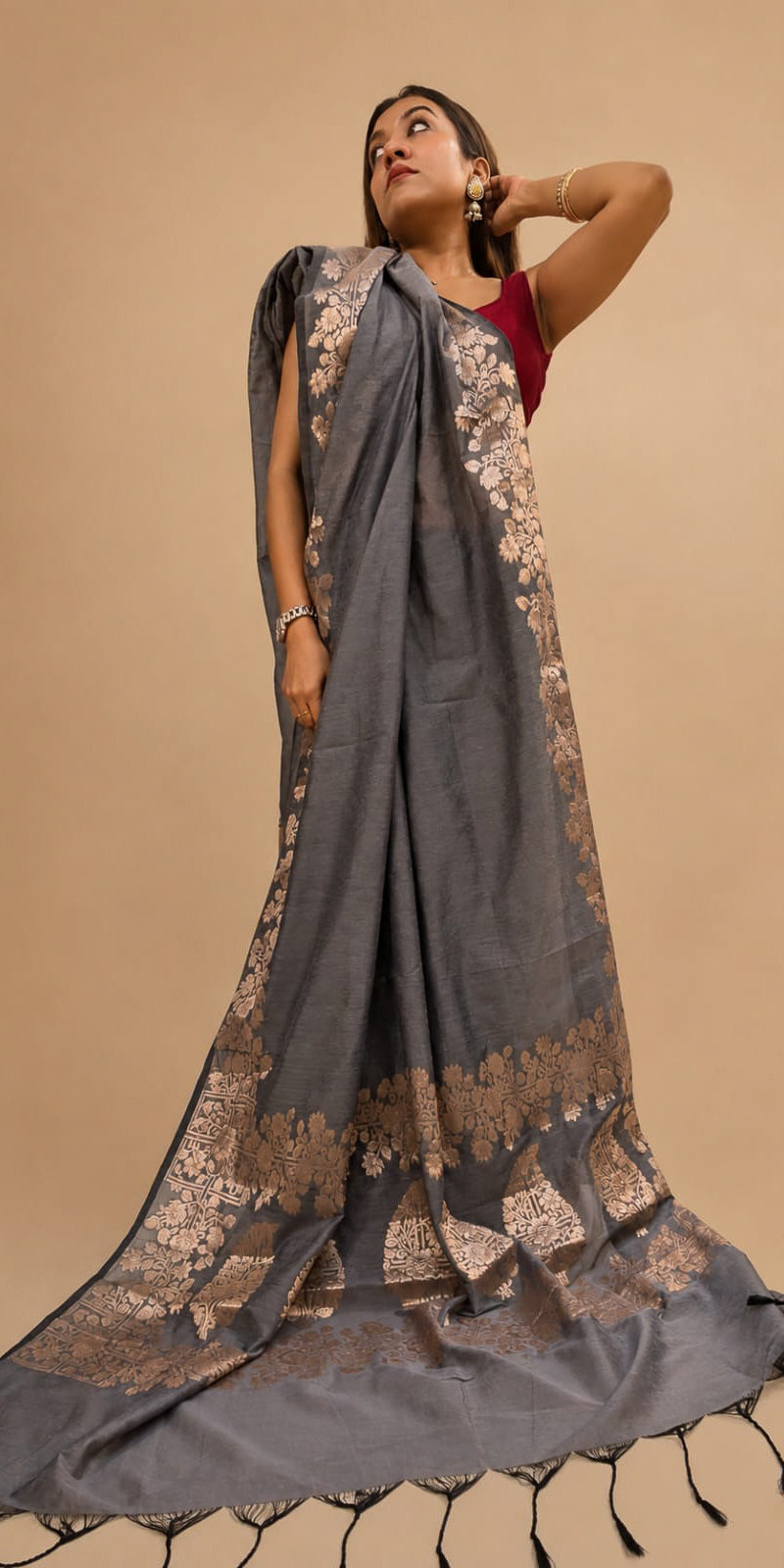 Loom Cotton Banarasi Gray