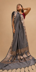 Load image into Gallery viewer, Loom Cotton Banarasi Gray
