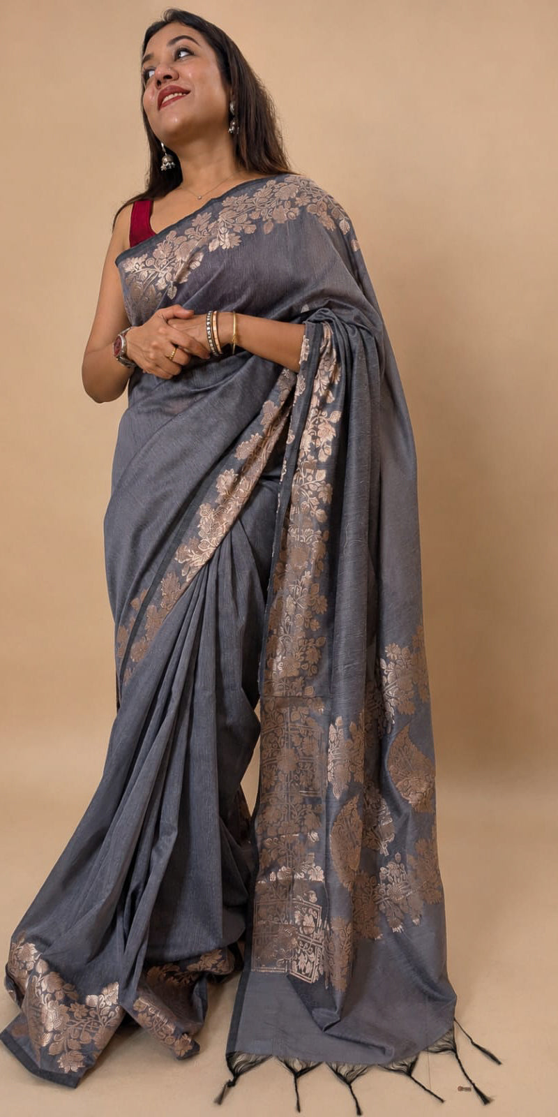 Loom Cotton Banarasi Gray