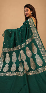 Load image into Gallery viewer, Banarasi Green Boota with Border
