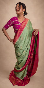 Load image into Gallery viewer, Dupion Silk Green Pink
