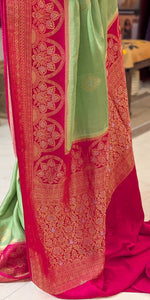 Load image into Gallery viewer, Dupion Silk Green Pink
