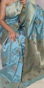 Load image into Gallery viewer, Sea green multicolour silk
