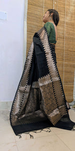 Load image into Gallery viewer, Banarasi Black Plain with Border
