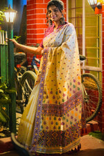 Load image into Gallery viewer, Assam Saree Purple Square
